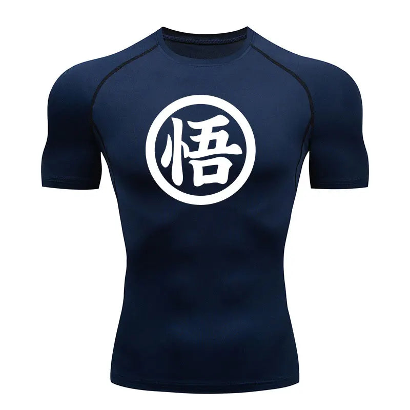 T-Shirt Compression Kanji Go Bleu