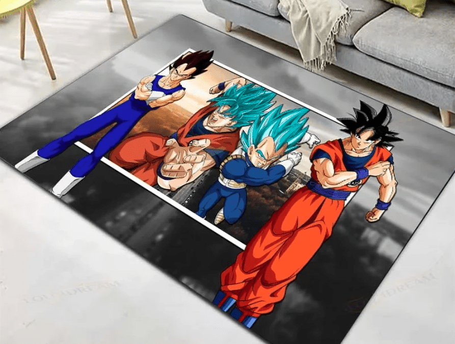 Tapis Dragon Ball Goku & Vegeta Super Saiyan Bleu